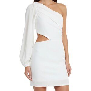 New Altar'd State Brooke White One-Shoulder Balloon Sleeve Mini Dress white S